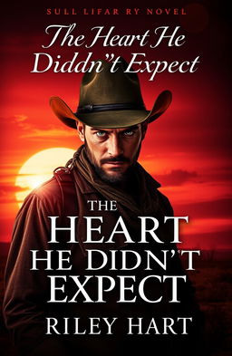 A book cover design for a slightly dark romance novel titled 'The Heart He Didn't Expect' by Riley Hart