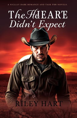 A book cover design for a slightly dark romance novel titled 'The Heart He Didn't Expect' by Riley Hart