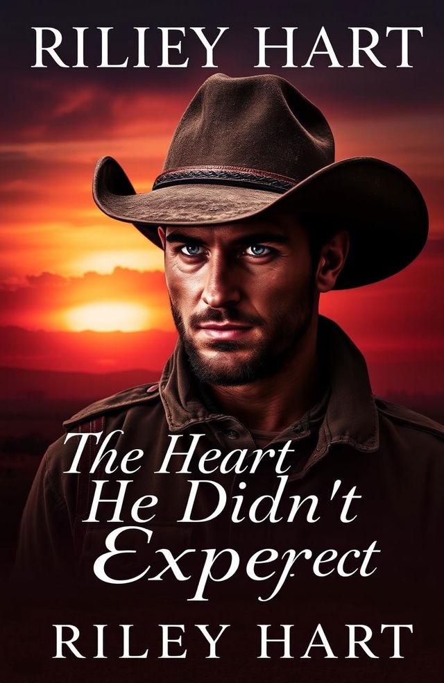 A book cover design for a slightly dark romance novel titled 'The Heart He Didn't Expect' by Riley Hart
