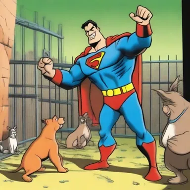 In the cartoon, the superhero affranchised the imprisoned animals, giving them freedom from their captors.