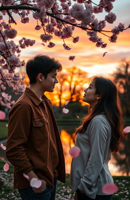 A beautiful romantic scene depicting a story of love at first sight