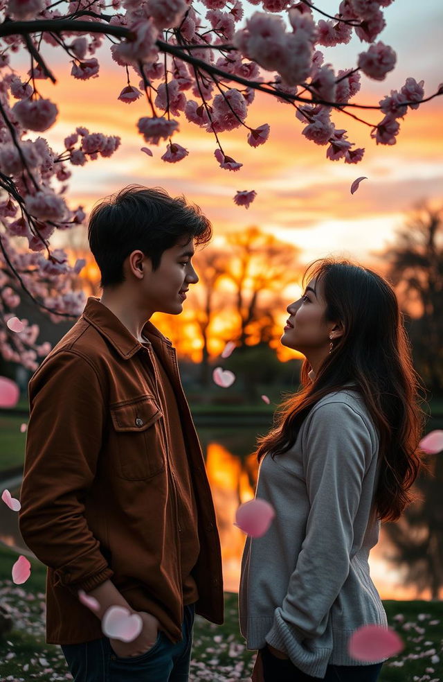 A beautiful romantic scene depicting a story of love at first sight