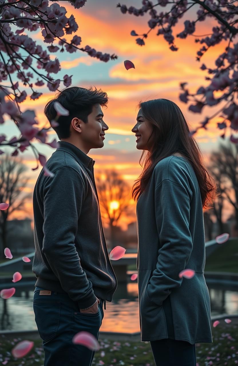 A beautiful romantic scene depicting a story of love at first sight