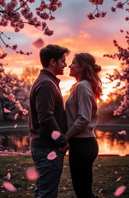 A beautiful romantic scene depicting a story of love at first sight