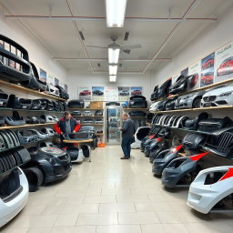 A realistic car spare parts shop specializing in Iranian car body parts, covering an area of 40 square meters