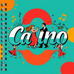A vibrant notebook cover design featuring the word 'Casino' in bold, stylized lettering