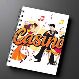 A vibrant notebook cover design featuring the word 'Casino' in bold, stylized lettering