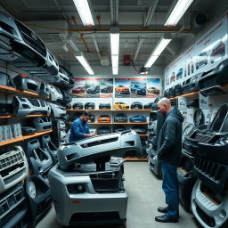 A realistic car spare parts shop specializing in Iranian car body parts, covering an area of 40 square meters