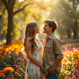 A romantic scene capturing 'love at first sight'