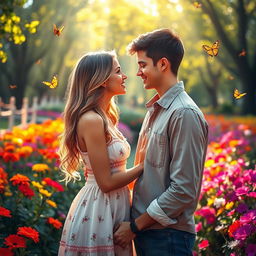 A romantic scene capturing 'love at first sight'