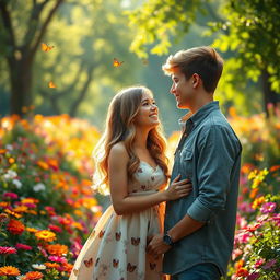 A romantic scene capturing 'love at first sight'