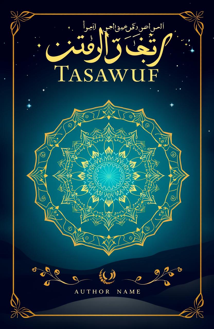 A beautifully designed book cover for a Tasawuf (Sufism) theme