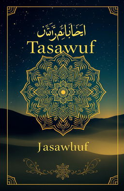 A beautifully designed book cover for a Tasawuf (Sufism) theme