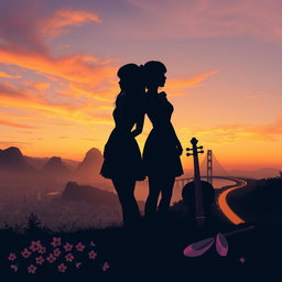 A peaceful sunset landscape of Rio de Janeiro, showcasing soft hues of orange, pink, and lavender in the sky