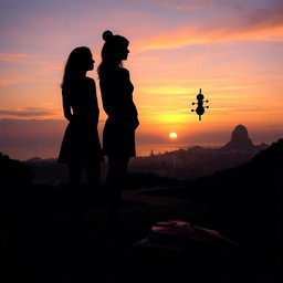 A tranquil landscape of Rio de Janeiro at sunset, featuring soft hues of orange, pink, and lilac in the sky