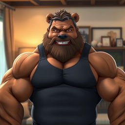 A muscular bear daddy, embodying a strong and fatherly figure with a robust and powerful build
