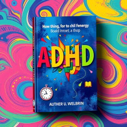 A captivating book cover design for a book about ADHD, featuring vibrant colors to represent energy and creativity