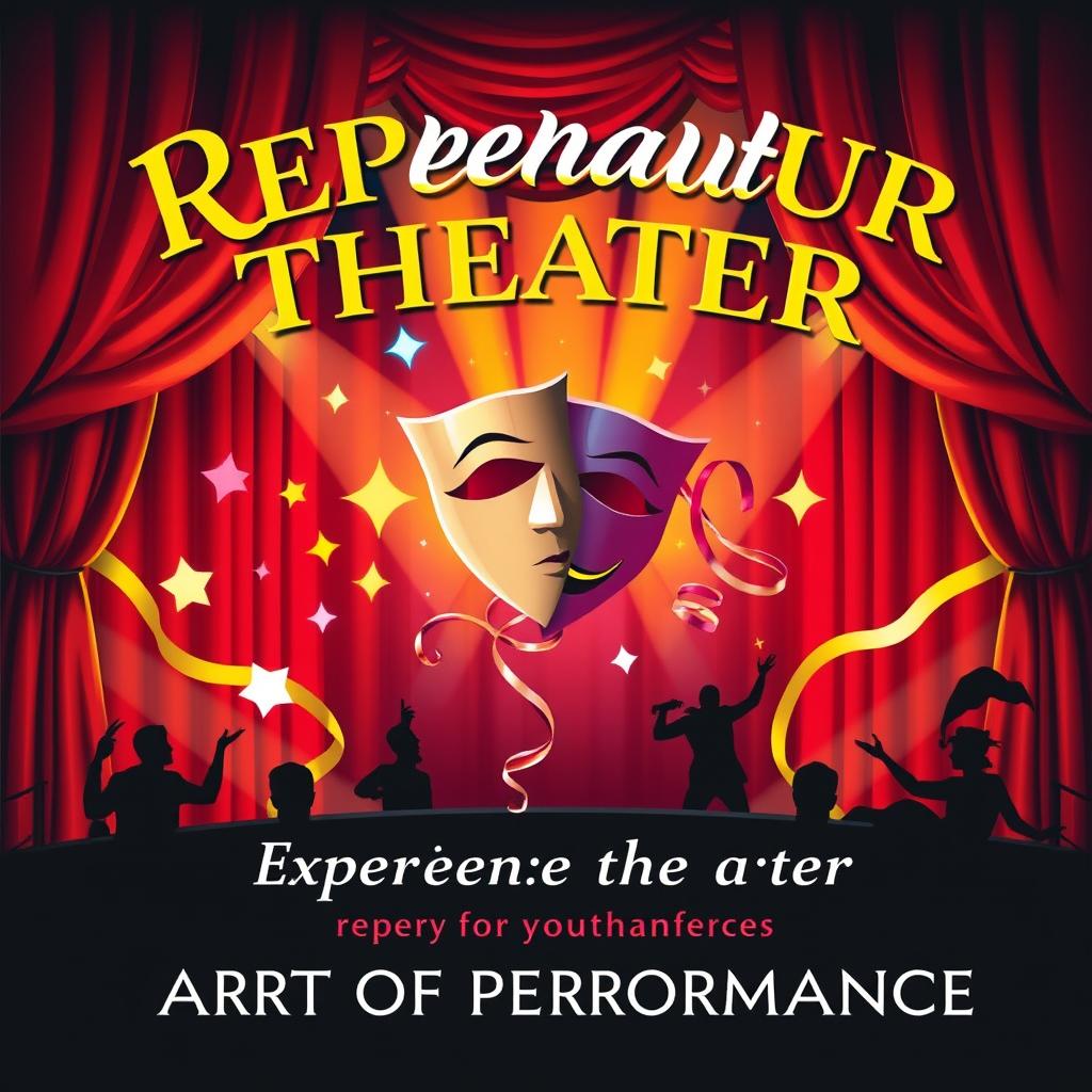 A vibrant and eye-catching poster for a theater production titled 'Reperatur Theater'