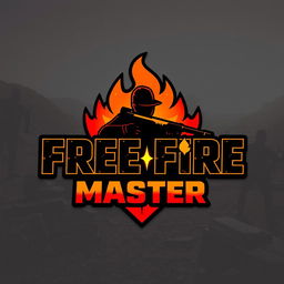 A vibrant and dynamic logo design for a YouTube channel focused on Free Fire, featuring bold and energetic colors like orange, red, and black