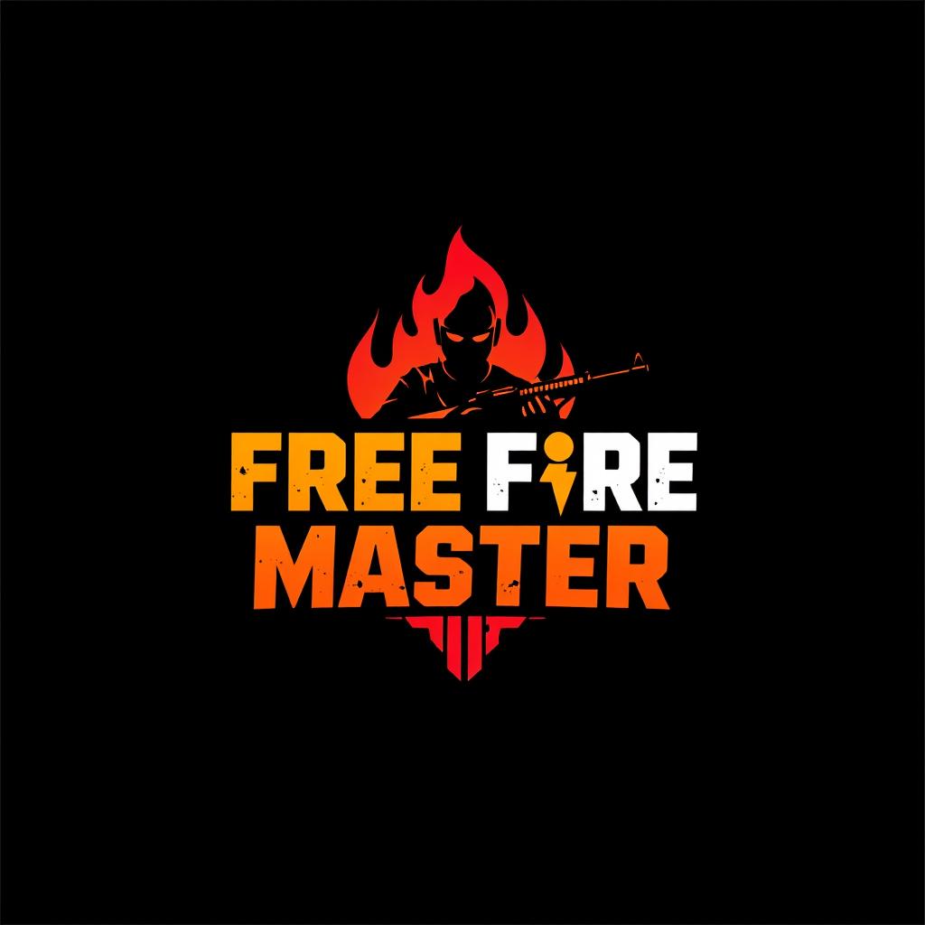 A vibrant and dynamic logo design for a YouTube channel focused on Free Fire, featuring bold and energetic colors like orange, red, and black