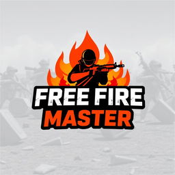 A vibrant and dynamic logo design for a YouTube channel focused on Free Fire, featuring bold and energetic colors like orange, red, and black