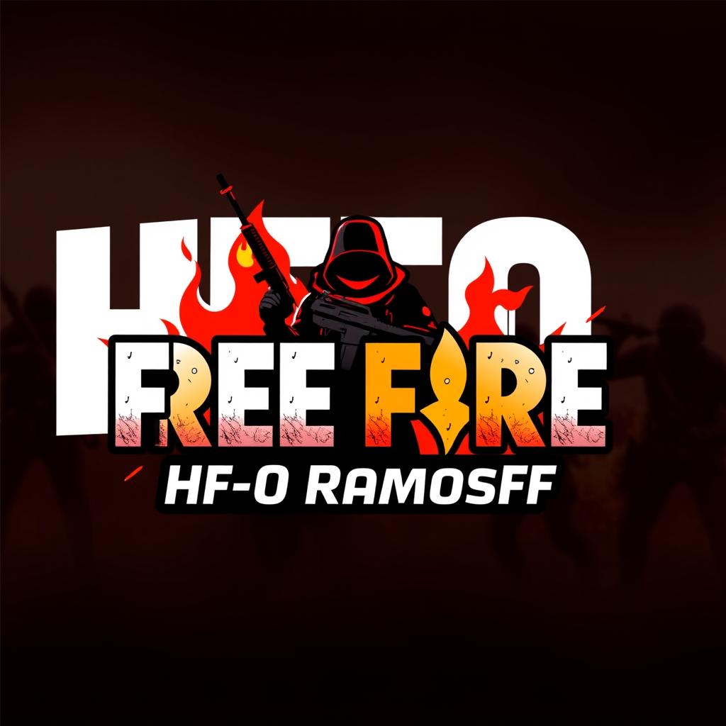 A vibrant and energetic logo design for a YouTube channel focused on Free Fire, specifically featuring the name 'HF0-Ramosff'