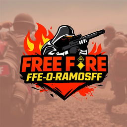 A vibrant and energetic logo design for a YouTube channel focused on Free Fire, specifically featuring the name 'HF0-Ramosff'