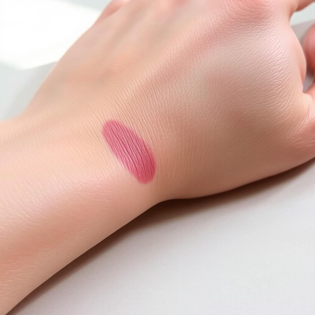 A close-up image of a natural human hand with slight swelling and a gentle bruise on the wrist, showing realistic skin texture and subtle variations in color