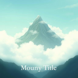 An animation scene featuring a majestic mountain shrouded in mist, with soft clouds drifting around it