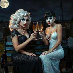 A surreal Salvador Dali inspired scene featuring two breathtaking 18-year-old girls