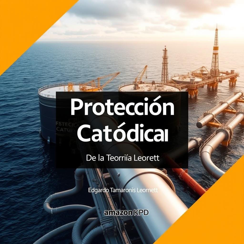 Create a book cover for the area of Cathodic Protection with the title 'Protección Catódica' and the subtitle 'De la Teoría a la Práctica'