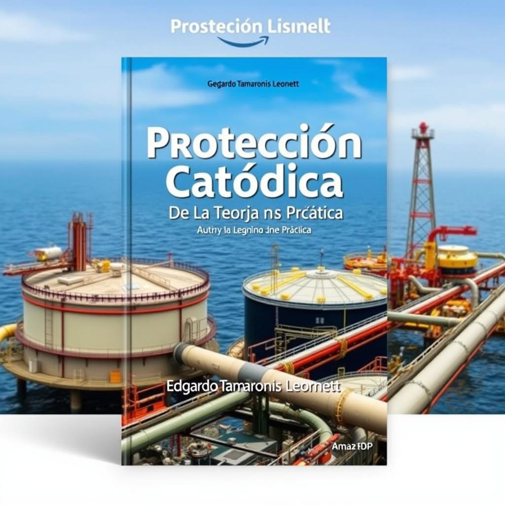 Design a book cover for the topic of Cathodic Protection with the title 'Protección Catódica' and the subtitle 'De la Teoría a la Práctica'