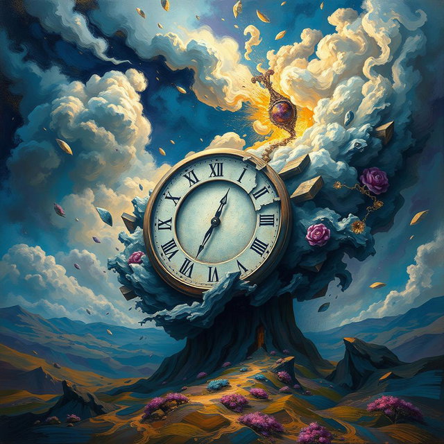 A surreal conceptual artwork symbolizing the themes of broken promises, confusion, and an unforgettable mind