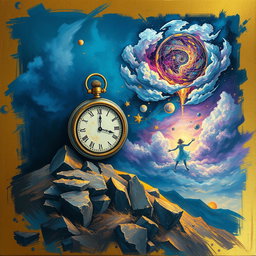 A surreal conceptual artwork symbolizing the themes of broken promises, confusion, and an unforgettable mind