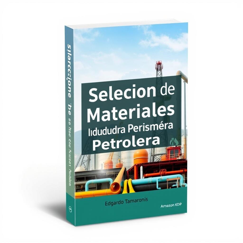 Design a book cover for the title 'Selección de Materiales en la Industria Petrolera'