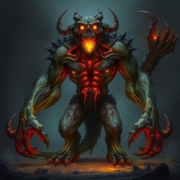 A massive Girallon Zombie, known as Grimfang, with rotting flesh and glowing, necrotic veins that pulse through its ghastly form