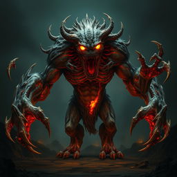 A massive Girallon Zombie, known as Grimfang, with rotting flesh and glowing, necrotic veins that pulse through its ghastly form
