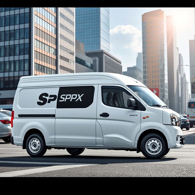 A white Daihatsu Grandmax blind van prominently displaying the SPX logo on its side