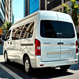 A white Daihatsu Grandmax blind van featuring the SPX logo prominently displayed on its side