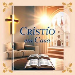 A visually appealing ebook cover with a Christian theme titled 'Cristão em Casa ou na Igreja'