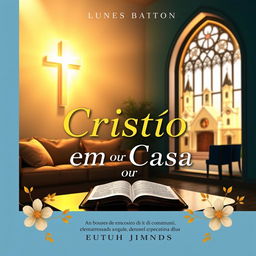 A visually appealing ebook cover with a Christian theme titled 'Cristão em Casa ou na Igreja'