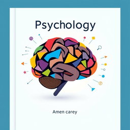 A well-organized and aesthetically pleasing psychology book cover, featuring a brain illustration composed of various colorful geometric shapes and patterns, symbolizing different aspects of human psychology