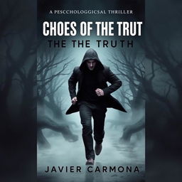 A dramatic book cover for a psychological thriller titled 'Echoes Of The Truth' by Javier Carmona