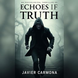 A dramatic book cover for a psychological thriller titled 'Echoes Of The Truth' by Javier Carmona