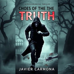 A dramatic book cover for a psychological thriller titled 'Echoes Of The Truth' by Javier Carmona