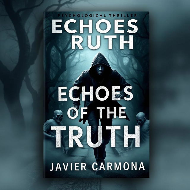 A dramatic book cover for a psychological thriller titled 'Echoes Of The Truth' by Javier Carmona