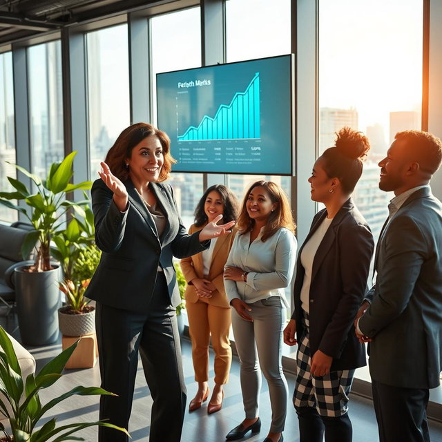 A dynamic scene showcasing effective directional leadership in a corporate environment