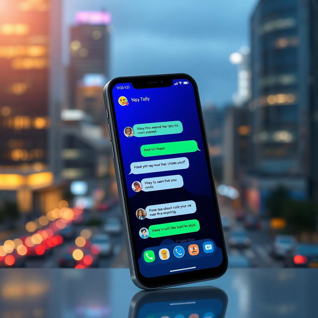 A modern and sleek digital messenger application interface displayed on a smartphone screen