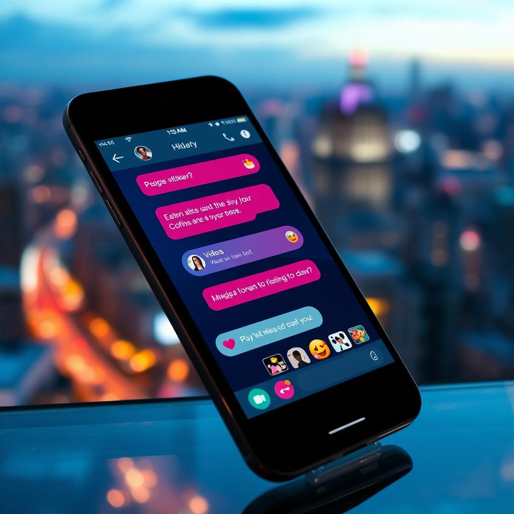 A modern and sleek digital messenger application interface displayed on a smartphone screen