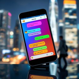 A modern and sleek digital messenger application interface displayed on a smartphone screen